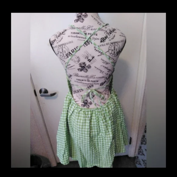 NEW Gingham Halter spring/summer dress with lace up back - Picture 3 of 3